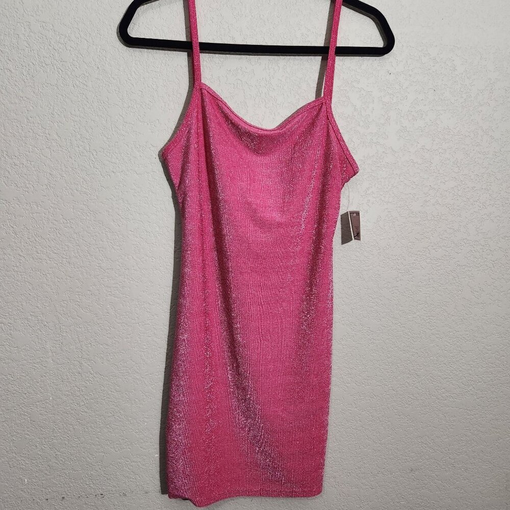 5 B Style Dress Pink Glittery Spaghetti Strap Slip Juniors Large